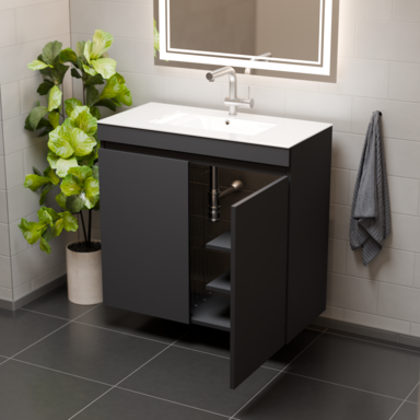 Zestaw łazienkowy szafka z umywalką Ribera 80 kosz na bieliznę