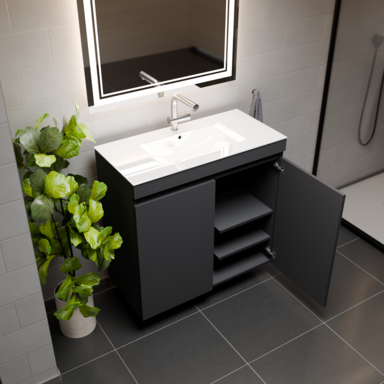 Zestaw łazienkowy szafka z umywalką Ribera 80 kosz na bieliznę