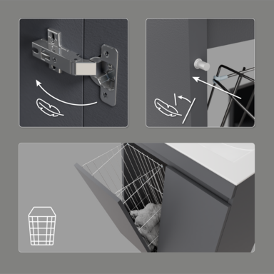 Zestaw łazienkowy szafka z umywalką Ribera 80 kosz na bieliznę