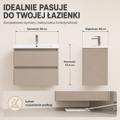 Zestaw mebli łazienkowych CALPE 60 cm z umywalką KASZMIR 4 Szafki