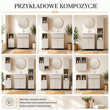 Zestaw mebli łazienkowych CALPE 60 cm z umywalką KASZMIR 4 Szafki