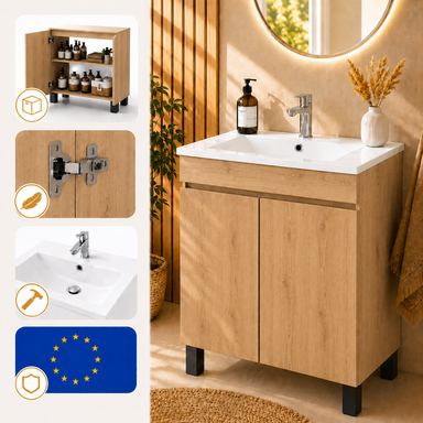  Zestaw mebli łazienkowych VALENCIA 60 cm z umywalką DĄB LANCELOT 4 Szafki
