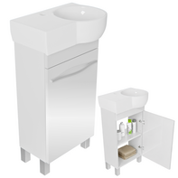 Szafka łazienkowa Burgos 50 cm z Umywalką Stojąca Biała z Półką Wąska