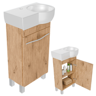 Szafka łazienkowa Burgos 50 cm z Umywalką Stojąca Dąb lancelot z Półką Wąska