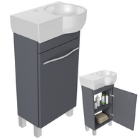 Szafka łazienkowa Burgos 50 cm z Umywalką Stojąca Grafit z Półką Wąska