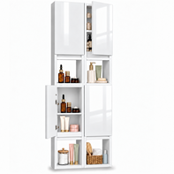 Szafka łazienkowa nad pralkę 150x56x25 Wisząca do łazienki MDF Biała Połysk