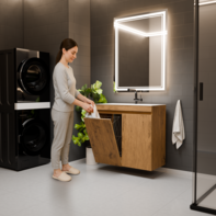 Szafka łazienkowa z umywalką Ribera 60 dąb loft kosz półki