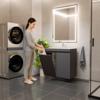 Zestaw łazienkowy szafka z umywalką Ribera 80 kosz na bieliznę